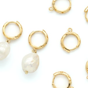 Moon & Star Cutout One Touch Earring w/ loop, T69-P8, 2 pcs, 14x3mm, 16K gold plated brass, Nickel free, Earring parts, Hoops