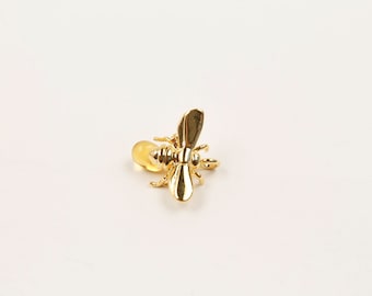 Small-honey bee charm, S72-G2, Nickel free, 10pcs, 14x13mm, Bee with honey charm, 16K gold plated brass, Czech glass bead, Bee charm, G51-08