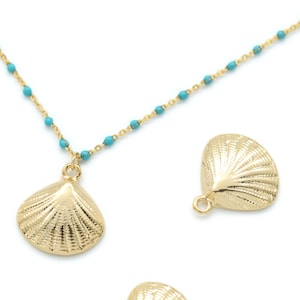 Scallop Shell Charm, O4-G10, 2 pcs, 18x20mm, 16K Gold Plated Zinc Alloy, Nickel Free, Ocean Themed, Scallop Pendant, Sea Shell, Nautical