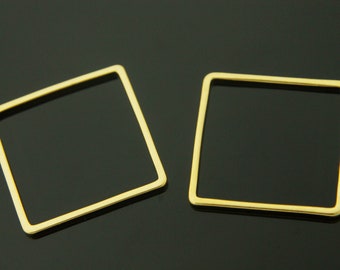 Square charm, Nickel free, G23-G3, 20 pcs, 20mm, Square pendant, 16K shiny gold plated brass, Not easily tarnish, DK30-01