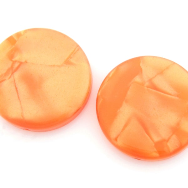 DERNIER STOCK, Perles de celluloïd acétate avec trou de 0,6 mm, M12-R1, 2 pcs, 20x4 mm, Orange