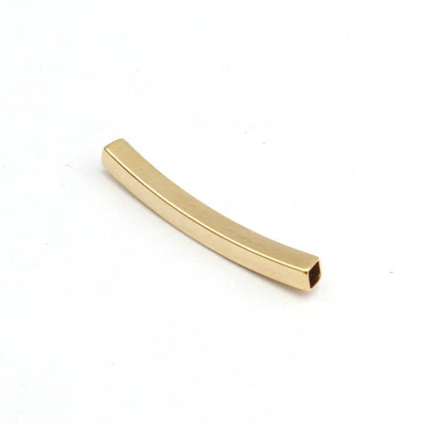 Square tube conncetor, G20-P2, 30 pcs, 20x2mm, Pipe square, Internal 1.3mm, 16K shiny gold plated brass, DK69-01