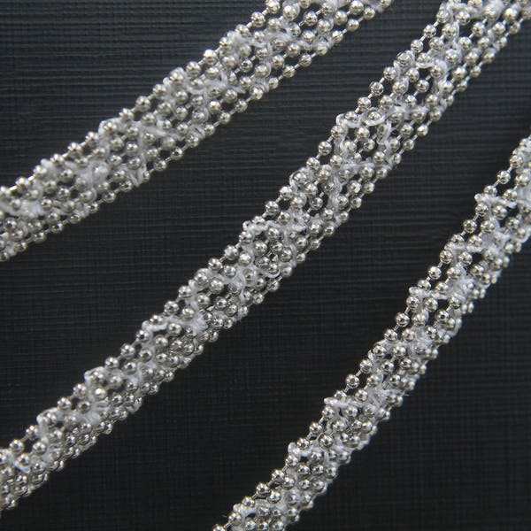 LAST STOCK, 80% OFF, 5m, Ball Chain Lace w/ Thread, CJ36-02, 7mm wide, 1.2mm thick, Rhodium Plated, Perfect for Chokers and Bracelets