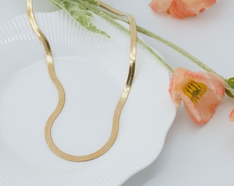 Snake chain necklace, 17" w/ 5mm width, Copper brass, Nickel free, Necklace making supplies, 1 piece, [NSPD160-G1]