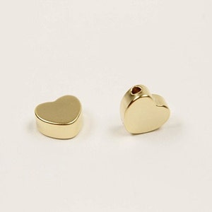 Dainty Heart Charm, S26-G2, 20 pcs, 6x7mm, 3mm thick, Heart shaped charm, Matte Gold plated brass, GY24-03