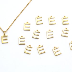 2 piezas, AE-G1, colgante con letra mayúscula, latón bañado en oro de 16 quilates, sin níquel, aprox. 10 mm, 1 mm de grosor, dije con el alfabeto, colgante con inicial