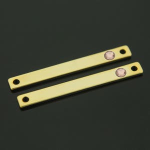 2 pcs, June Birth Stone Stamping Blank 32x3.5mm, Nickel Free, K6LP-G, Light Peach, 16K gold plated brass, Personalized Birthstone Jewelry ni