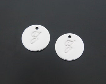 Alphabet coin, Nickel free, AZ-R9, 2 pcs, 1 hole, Coin pendant with alphabet "Z" engraved, Original rhodium plated brass