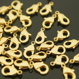 Karabinlås (901), 9 x 5 mm, 901, 16K blankförgylld mässing, Nickelfri, Smyckeskomponent, Missfärgas inte lätt, 50 st, [J4-G1]