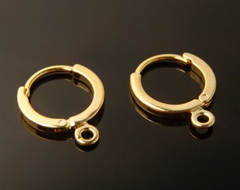 Lever back earring making (S), Nickel free, E2-G2, 10 pcs or 20 pcs, 10mm, 1.5mm thick, 16K gold plated brass, Earring component