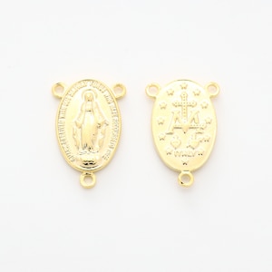 Rosary Connector, B12-G3, Nickel free, 2pcs, 22x13mm, 1.4mm hole, 16K Gold Plated Brass, Religious Jewelry, Religious Gift, Catholic Jewelry