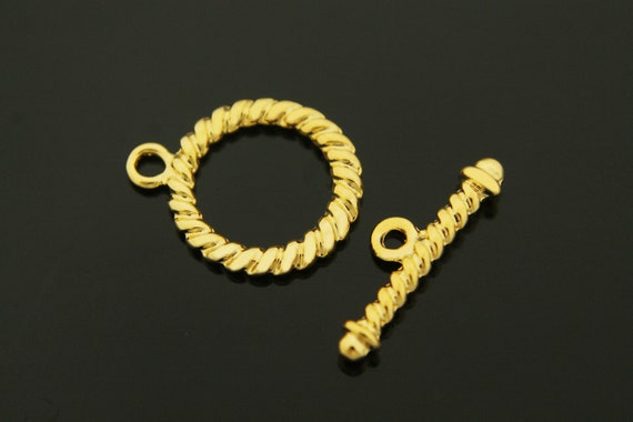 Twisted toggle clasp, Nickel free, S57-G3, 10 sets, 17mm ring, 24mm bar, 16K gold plated zinc alloy, Toggle, Jewelry components, PZ28-03