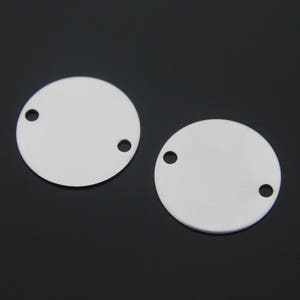 Coin disc, Nickel free, B5-R2, 10 pcs, 2 holes, 15mm, Rhodium plated brass, Necklace / Bracelet coin disc, Brass blank tags