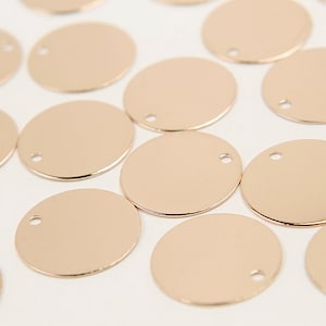 Coin disc, B5-P1, 10 pcs, 1 hole, 15mm, 0.8mm thick, Rose gold plated brass, Jewelry component, Necklace / Bracelet coin disc, Brass blanks
