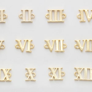Roman numeral charm, Brass, Number charms, Necklace making, Jewelry supplies, Birthday gift, 1 piece per number, [NU3-VC1]