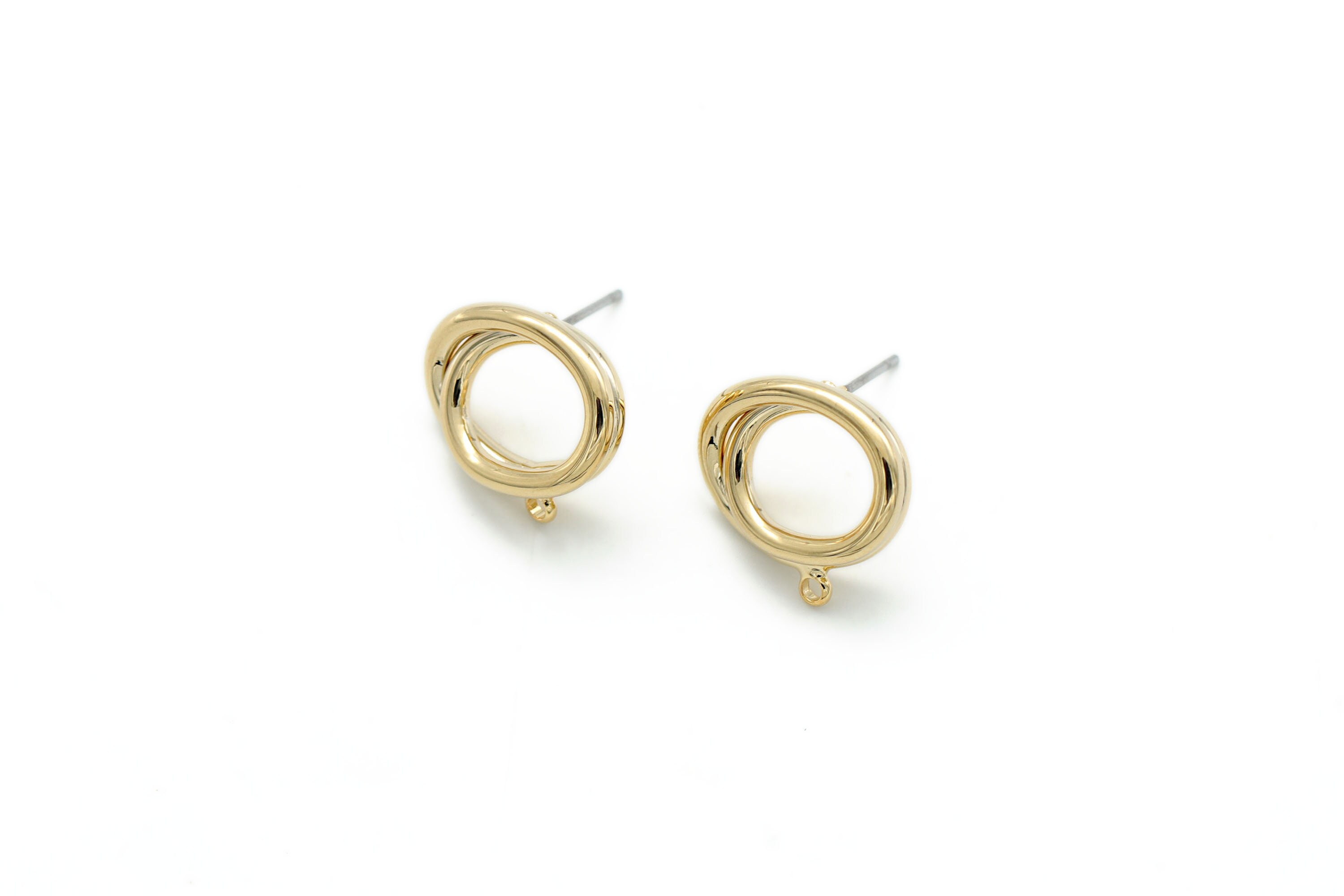 【本物保証】 Coiled Gold 16k Loop, 1.3mm W/ 15x16mm Post, Earring Ring アクセサリー