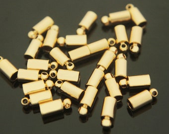 End cap, 3.5x8mm, Inner 2.5mm, 16K gold plated brass, Nickel free, Cord clasp, Crimp, Clasp, Cord cap, Optional quantity, [J7-G5]