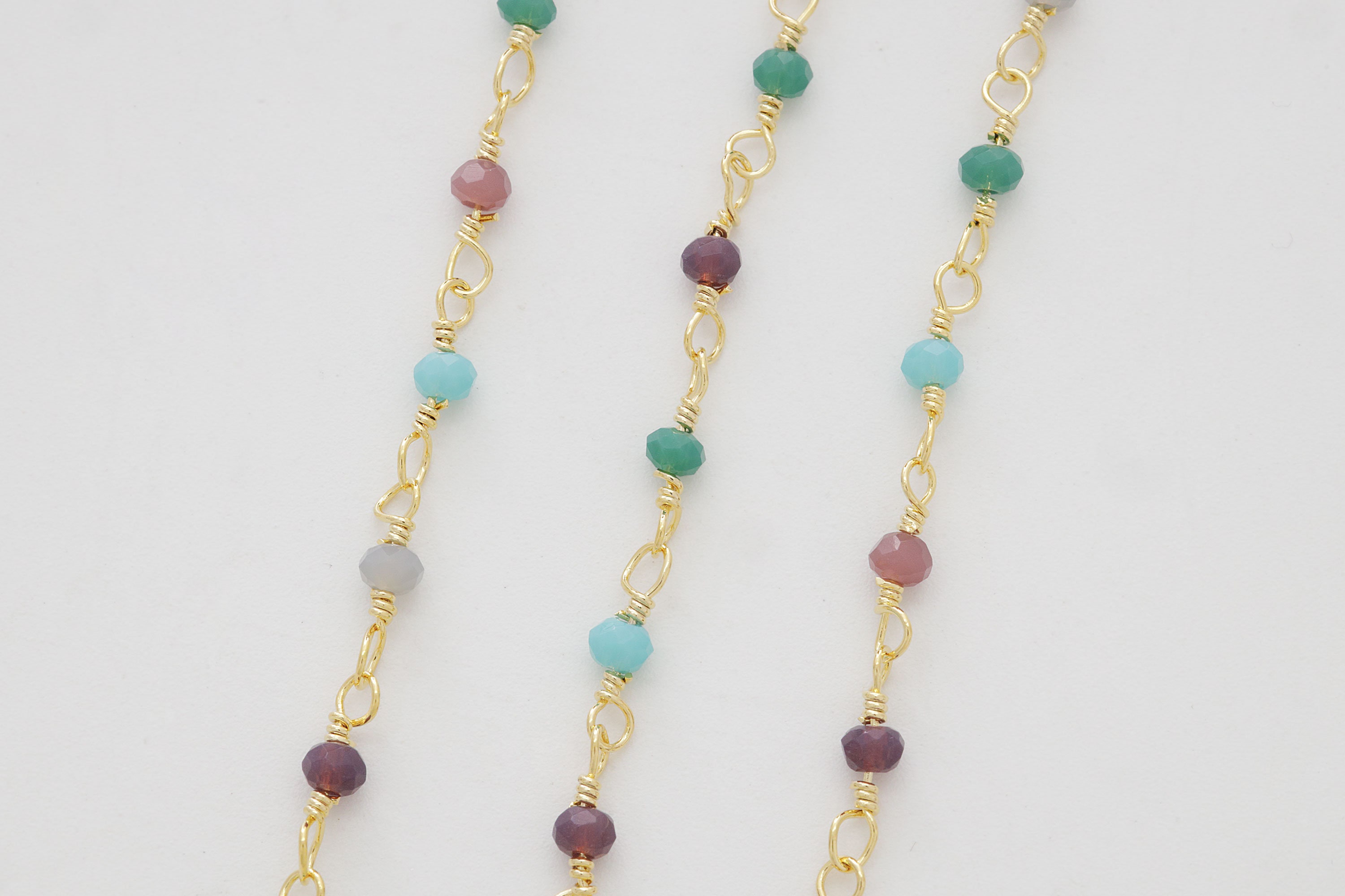 Handmade Glass Bead Chain, Nickel Free, CJ38-09, 1m, Machine