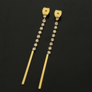 Crystal Drop Ear Back, T70-G2, 2 pcs, 53mm long, 16K gold plated brass, Nickel free, Ear back stopper, Earring backs, Post stoppers
