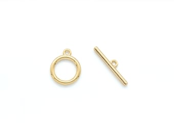 Classic toggle clasp, S56-G5, 10 sets, 16k gold plated brass, Nickel free, 14mm ring, 21mm bar, Toggle, Clasp