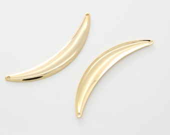♧moon♧ Convex Crescent Moon Charm(s), S55-G1, 2 Pcs, 64mm, 1mm