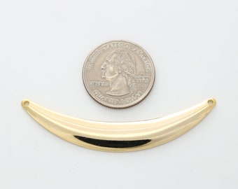 ♧moon♧ Convex Crescent Moon Charm(s), S55-G1, 2 Pcs, 64mm, 1mm