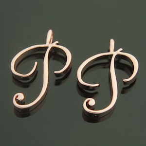 Alphabet P with link, AP-P8, 2 pcs, 19x17mm, 3mm thick, Capital letter, Rose gold plated brass, Alphabet charm / pendant