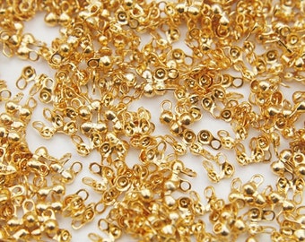 Ball chain cap, Nickel free, Cap for 1mm ball chain, 2mm diameter, Gold plated brass, Not easily tarnish, PY21-03, Optional quantity[J36-G1]