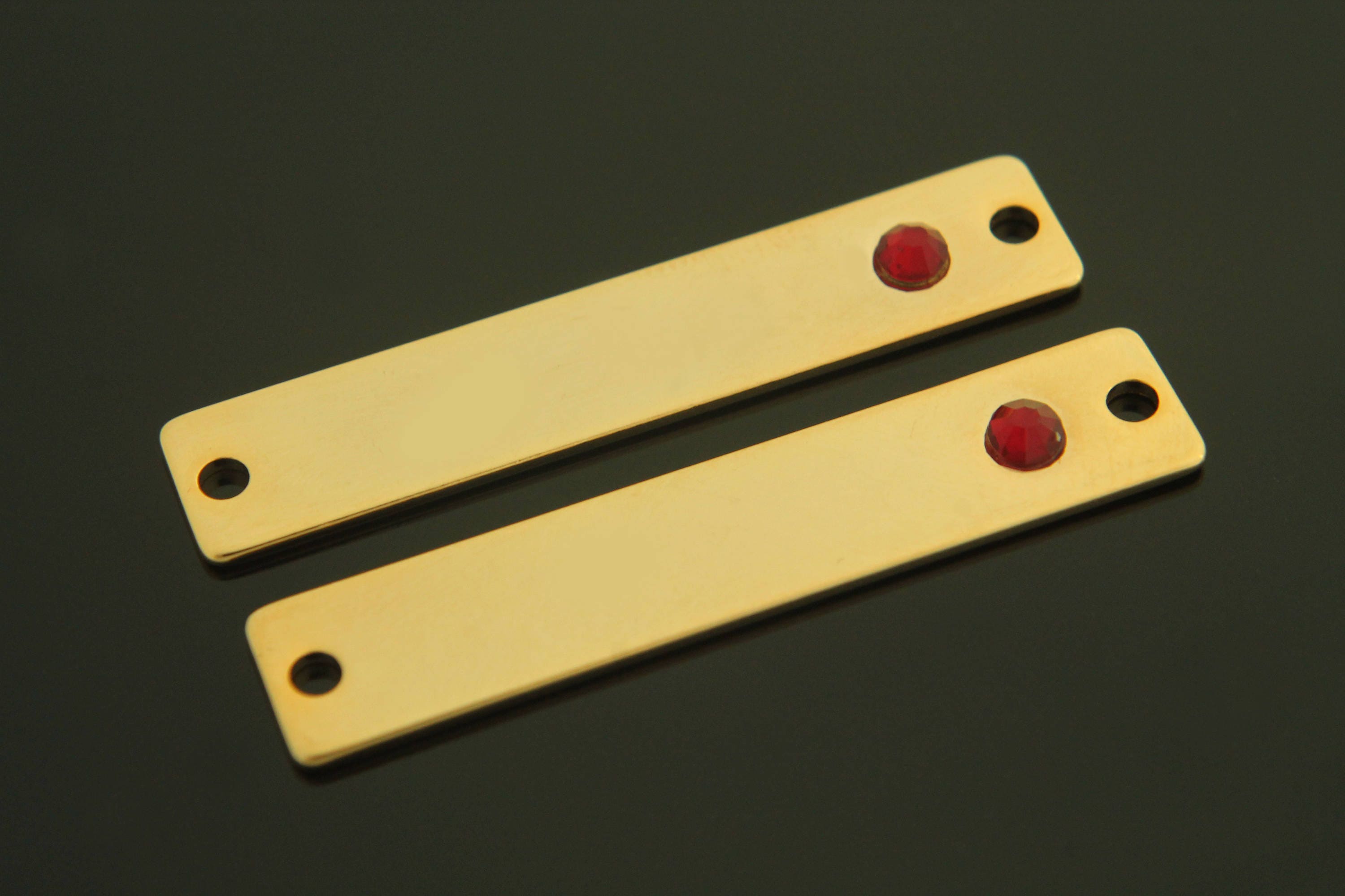 January Birthstone Stamping Blanks 40x8mm, 2 Pcs, Nickel
