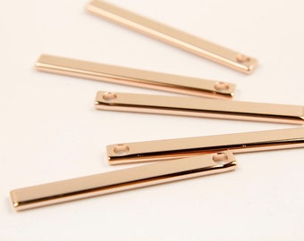 MARKDOWNS, Bar, A5-P1, 10pcs, 1 hole, 32x3.5mm, Rose gold plated brass, Not easily tarnish, Necklace stamping bar, Personalized blanks bar