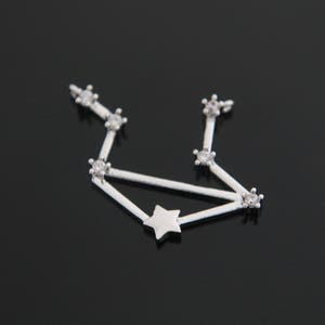 Zodiac pendant, Libra, K1-R7, 1 piece, Nickel free, Original rhodium plated brass, CZ, Constellation necklace pendant, Birth sign pendant