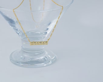 Antique cubic bar pendant, CZ, Brass, Nickel free, Necklace makings, Jewelry supplies, Bar connector, 1 piece, [Q15-G9]