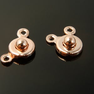 Snap clasp, T5-P9, 10 sets, 7.4mm, Rose gold plated brass