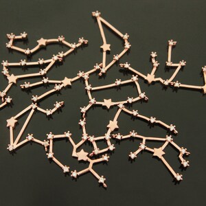 Zodiac pendant Set, K1-P13, 1 set (12 pieces), Rose gold plated brass, CZ, Zodiac necklace pendant, Zodiac charm, Constellation pendant