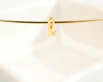 2 pieces, Markdown, Alphabet l, Nickel free, AL-G5, 8x4x3mm, Hole size 1.6x1.7mm, Cursive letter, 16K gold plated brass, Not easily tarnish