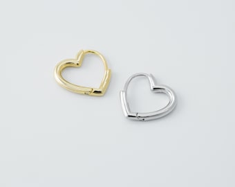 Dainty heart hoop earrings, Wedding jewelry, Wedding earrings, Earrings making, Heart earrings, 2 pcs, Nickel free [Q14-VC3]