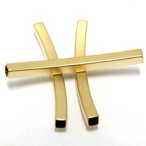 Square tube connector, G20-P3, 20 pcs, 37x3mm, pipe square, Internal 2.5mm, Matt gold plated, Personalized stamping blank bar
