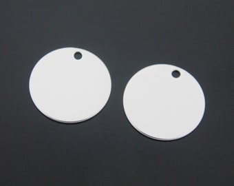 Coin disc, Nickel free, B5-R1, 10 pcs, 1 hole, 15mm, 0.8mm thick, rhodium plated brass, Brass blank tags, Necklace / Bracelet coin