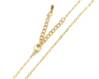 Necklace Making Chain, N3807-G1, For Charm, 5 pieces, 43cm, 16K Gold Plated Copper Brass, Delicate Jewelry, Minimalist Necklace Making