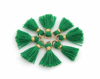チャーム room no.6 tassel Thread Tassel Mini Charm, 10mm, Z9-G6, 4 Pcs, Green, 16K