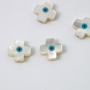 Evil eye mother-of pearl bead (Cross), Mother-of pearl, Jewelry making supplies, Ocean Themed Jewelry, 1 piece, [O1-R7]