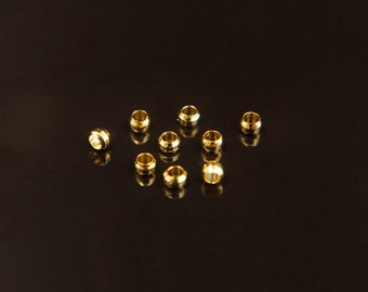 Crimp beads, S84-G3, Nickel free, 2.5g(approx. 200 pcs), 2x1.3mm, 1mm hole, 16K gold plated brass, Crimp, Crimp ends, Crimp tubes