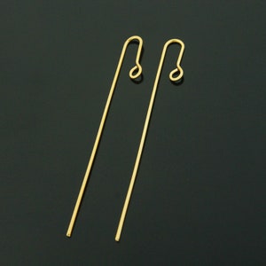 Long Back Earring Hook w/ Link, Nickel free, S63-R1, 2 pcs, 16K gold plated brass, Earring Making Hook, Earring Supplies Components