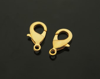 Lobster clasp(903), 15x9mm, 16K shiny gold plated brass, Nickel free, Not easily tarnish, GY01-01, 50 pcs, [J1-G2]