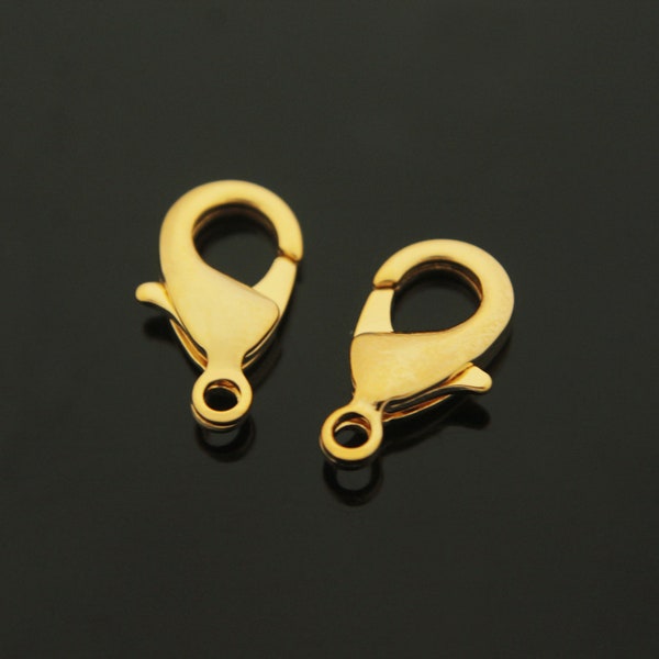 Lobster clasp(903), 15x9mm, 16K shiny gold plated brass, Nickel free, Not easily tarnish, GY01-01, 50 pcs, [J1-G2]