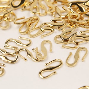 S clasp, S74-G2, 20 pcs, 12x7mm, 16K gold plated brass, Clasp, Jewelry findings wholesales, Jewelry components, Jewelry making