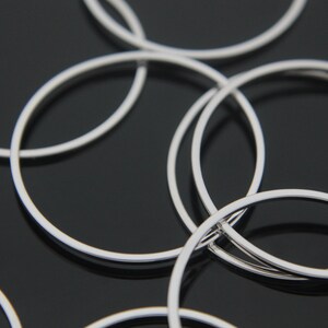 Ring charm, G8-R2, 10 pcs, Nickel free, 30x1x1mm, Round ring, Original rhodium plated brass, Not easily tarnish, Jewelry making ring