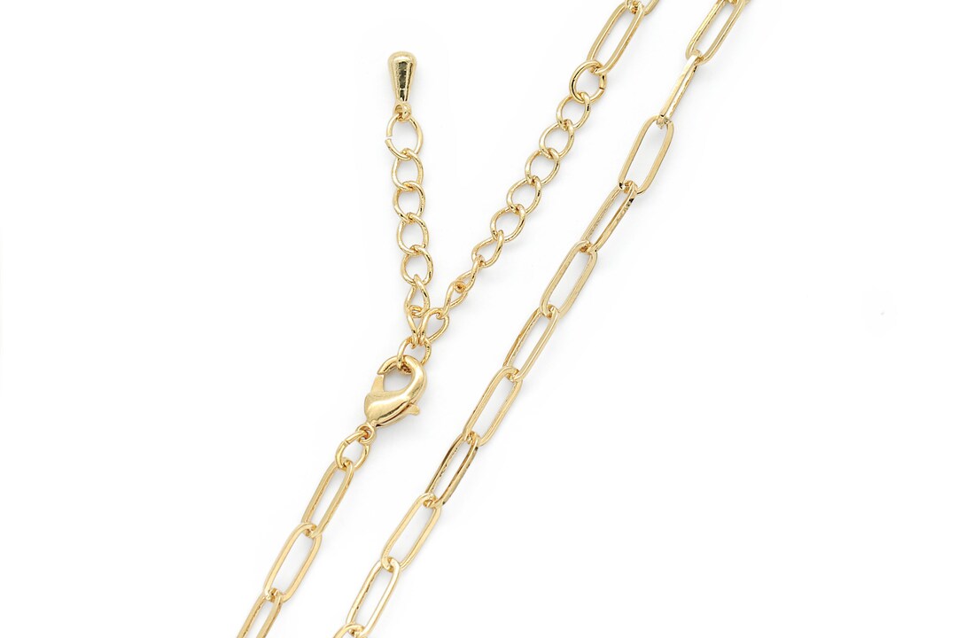 Rectangle Link Chain Necklace for Charm, N4505G1, 1 Piece, 43cm, 16K