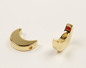 Crescent moon charm, Nickel free, S23-G1, 20 pcs, 12x5mm, 3mm thick, 16K gold plated brass, Not easily tarnish, GY32-01