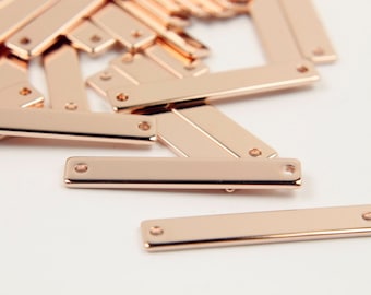 Bar Charme, A11-P1, 10 Stück, 2 Löcher, 30x5mm, Rose vergoldet Messing, personalisierte Bar, Namensschild, Stanzrohlinge, Bar Verbinder